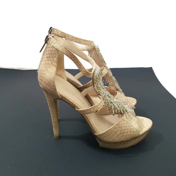 Sold Pelle Moda Ankle Strap Heels Beaded Fringe - Picture 6 of 6